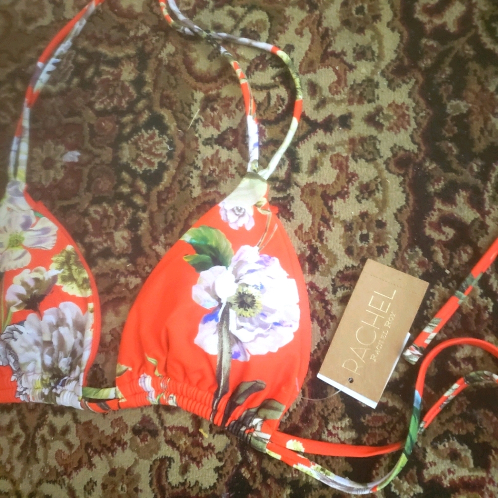 BNWT! Rachel Roy Small Orange Floral Swim top